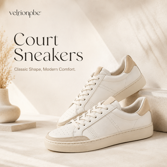 Classic Court Sneakers, Neutral Low-Top Lace-Up Walking Shoes for Everyday Casual Wear