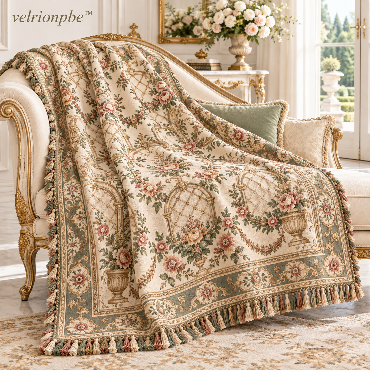 𝒗𝒆𝒍𝒓𝒊𝒐𝒏𝒑𝒃𝒆™ Versailles Garden Jacquard Decorative Blanket