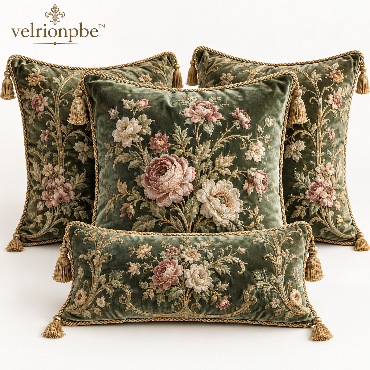 𝒗𝒆𝒍𝒓𝒊𝒐𝒏𝒑𝒃𝒆™ Royal Manor Botanical Velvet Cushion Collection