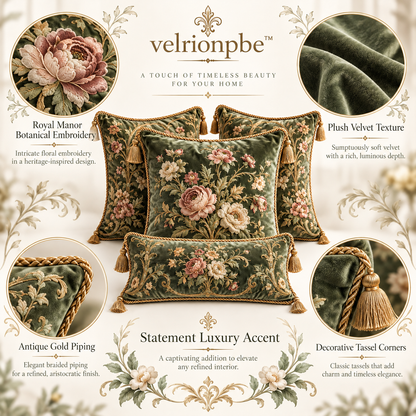 𝒗𝒆𝒍𝒓𝒊𝒐𝒏𝒑𝒃𝒆™ Royal Manor Botanical Velvet Cushion Collection