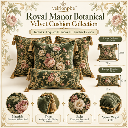 𝒗𝒆𝒍𝒓𝒊𝒐𝒏𝒑𝒃𝒆™ Royal Manor Botanical Velvet Cushion Collection