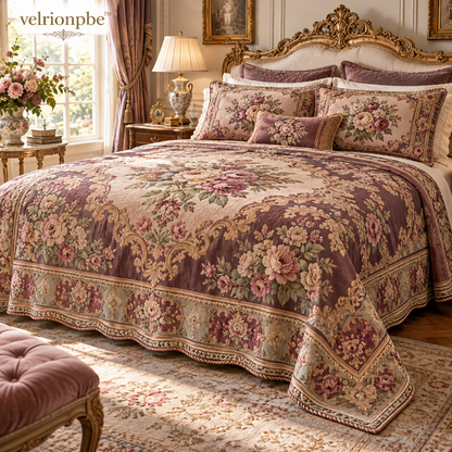 Victorian Heritage Floral Jacquard Bed Cover luxury bedding