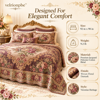 Victorian Heritage Floral Jacquard Bed Cover luxury bedding