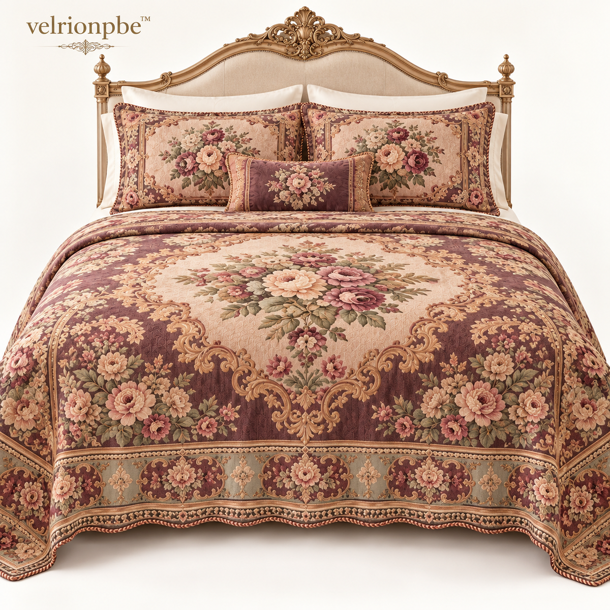 Victorian Heritage Floral Jacquard Bed Cover luxury bedding