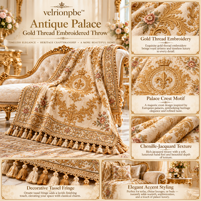 𝒗𝒆𝒍𝒓𝒊𝒐𝒏𝒑𝒃𝒆™ Antique Palace Gold Thread Embroidered Throw