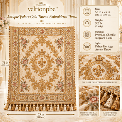 𝒗𝒆𝒍𝒓𝒊𝒐𝒏𝒑𝒃𝒆™ Antique Palace Gold Thread Embroidered Throw