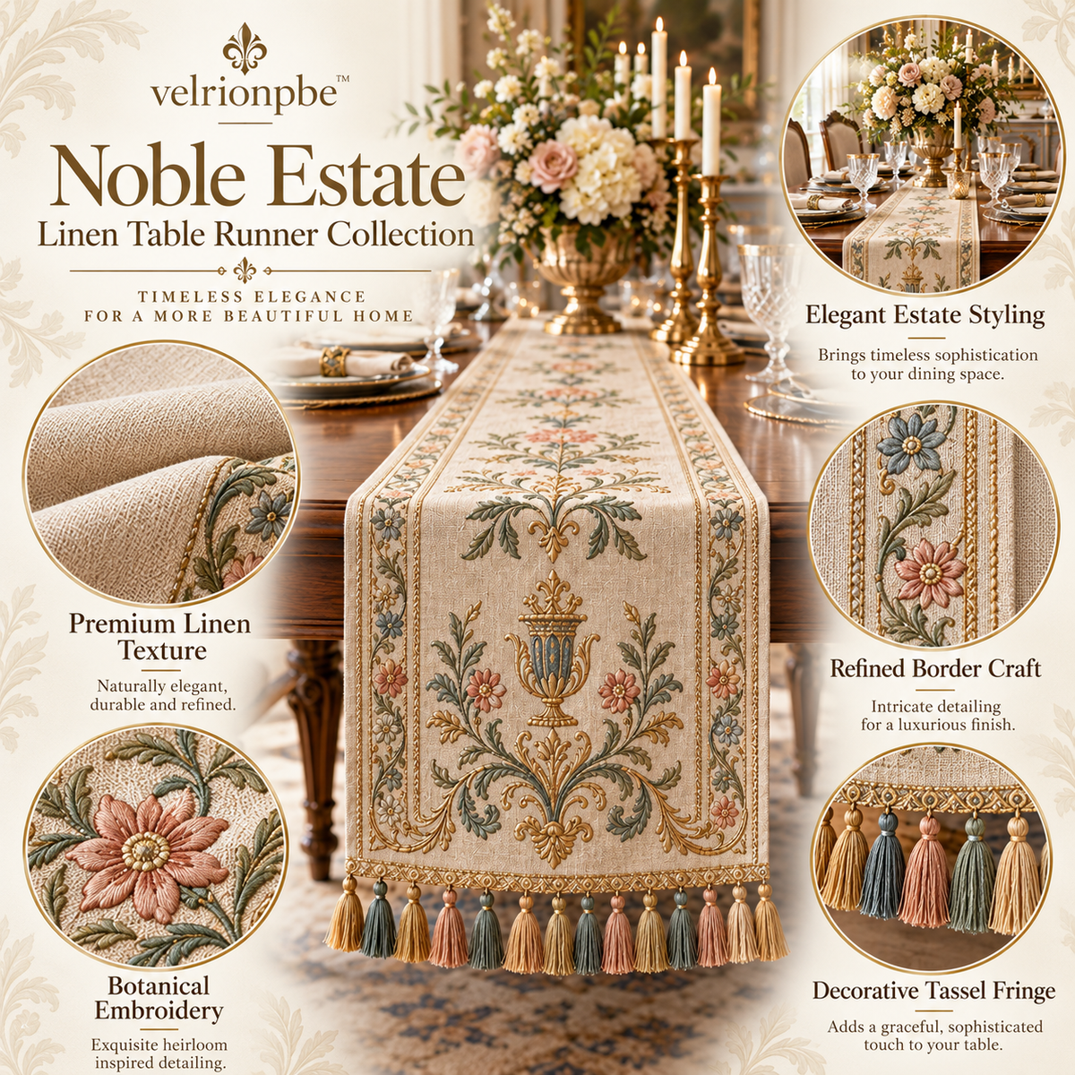 𝒗𝒆𝒍𝒓𝒊𝒐𝒏𝒑𝒃𝒆™ Noble Estate Linen Table Runner Collection