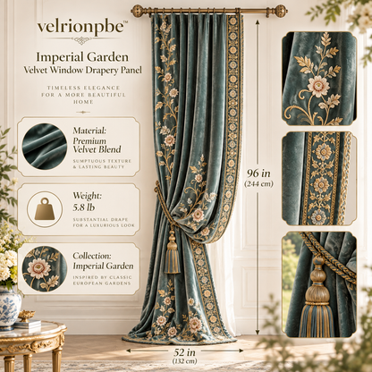 𝒗𝒆𝒍𝒓𝒊𝒐𝒏𝒑𝒃𝒆™ Imperial Garden Velvet Window Drapery Panel