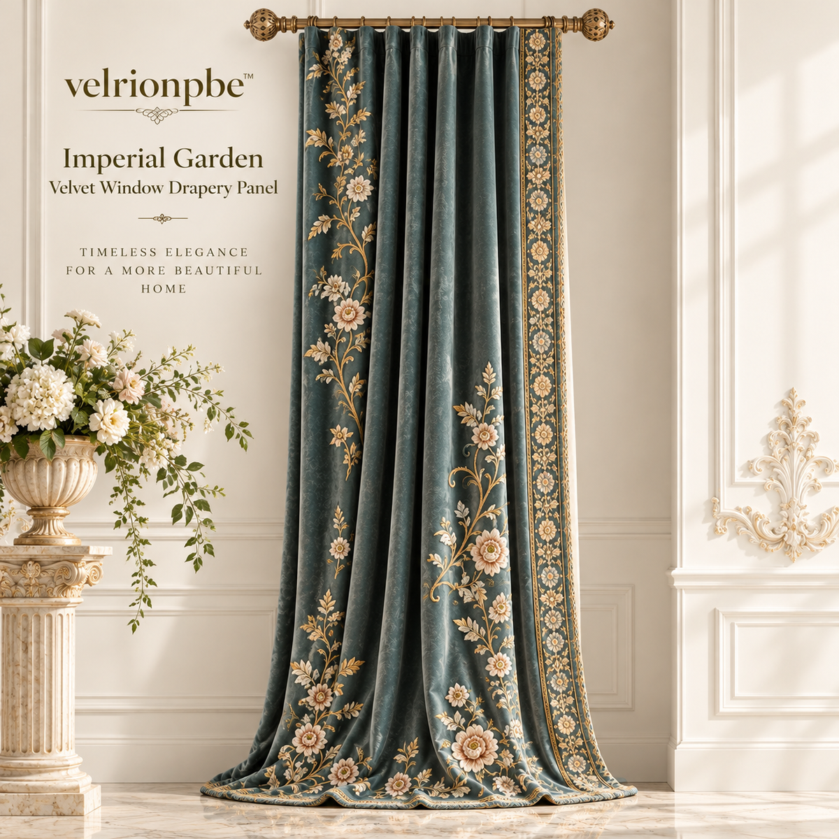 𝒗𝒆𝒍𝒓𝒊𝒐𝒏𝒑𝒃𝒆™ Imperial Garden Velvet Window Drapery Panel