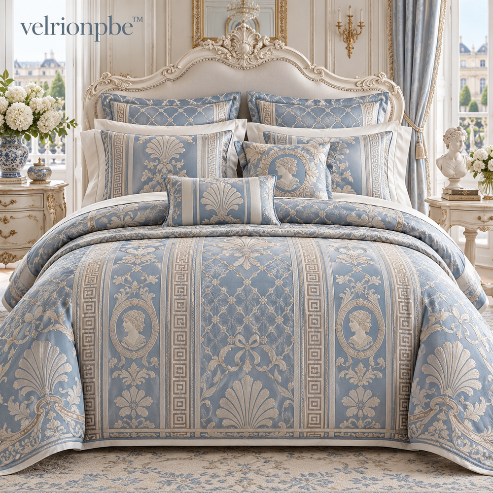 𝒗𝒆𝒍𝒓𝒊𝒐𝒏𝒑𝒃𝒆™ Versailles Blue Palace Jacquard Bed Textile