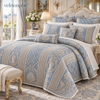 𝒗𝒆𝒍𝒓𝒊𝒐𝒏𝒑𝒃𝒆™ Versailles Blue Palace Jacquard Bed Textile