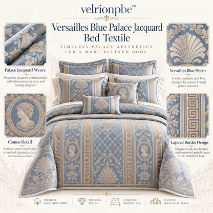 𝒗𝒆𝒍𝒓𝒊𝒐𝒏𝒑𝒃𝒆™ Versailles Blue Palace Jacquard Bed Textile